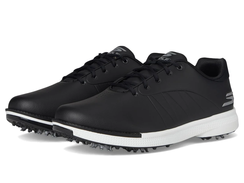 Skechers Men's Tempo Waterproof Lightweight Golf Shoe Sneaker, Black/White Spiked, 11