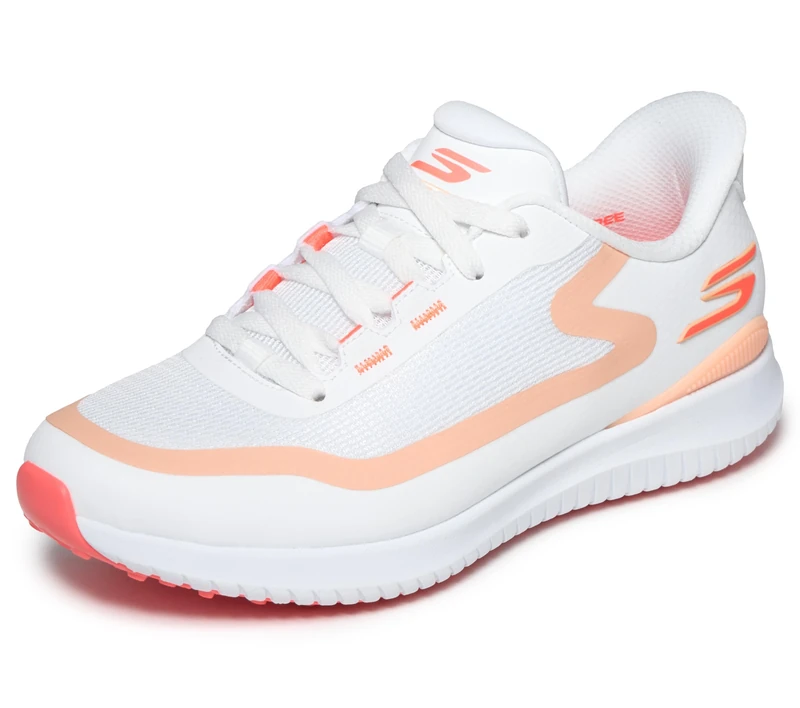 Skechers Women's Flight Slip-in Spikeless Golf Shoe Sneaker, White Coral, 4.5 UK