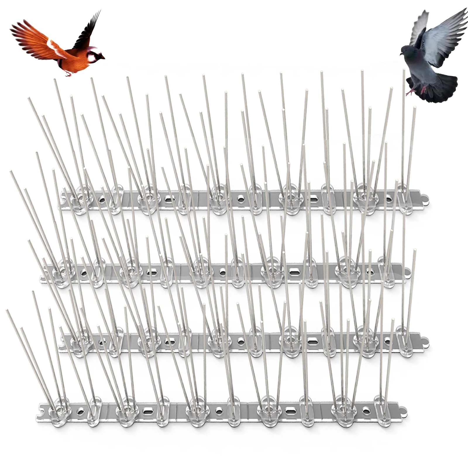 Nsxc 4pcs Pigeon Spikes, 1M Anti Pigeon Spikes,Stainless Steel Bird Spikes for Pigeons, Spikes for Fence Tops,Garden, Balcony Roof and Windows