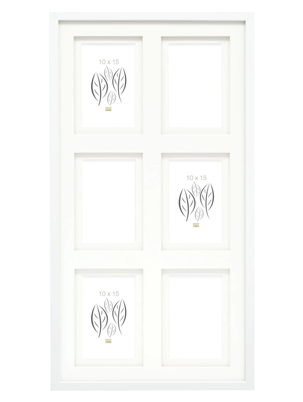 Deknudt Frames - Photo frame for 6 photos - White - With double mount - Image size: 10 x 15 cm - Made of MDF wood - for hanging - multi-view - collage - S65KK1 P6 10x15 cm