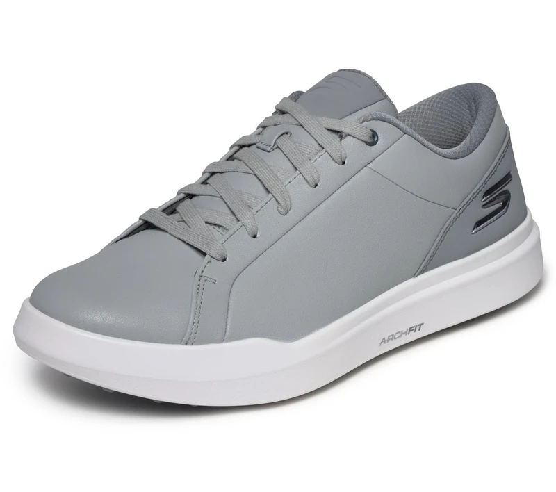 Skechers Men's Drive 6 Arch Leather Relaxed Fit Spikeless Golf Shoe Sneaker, Grey, 8.5