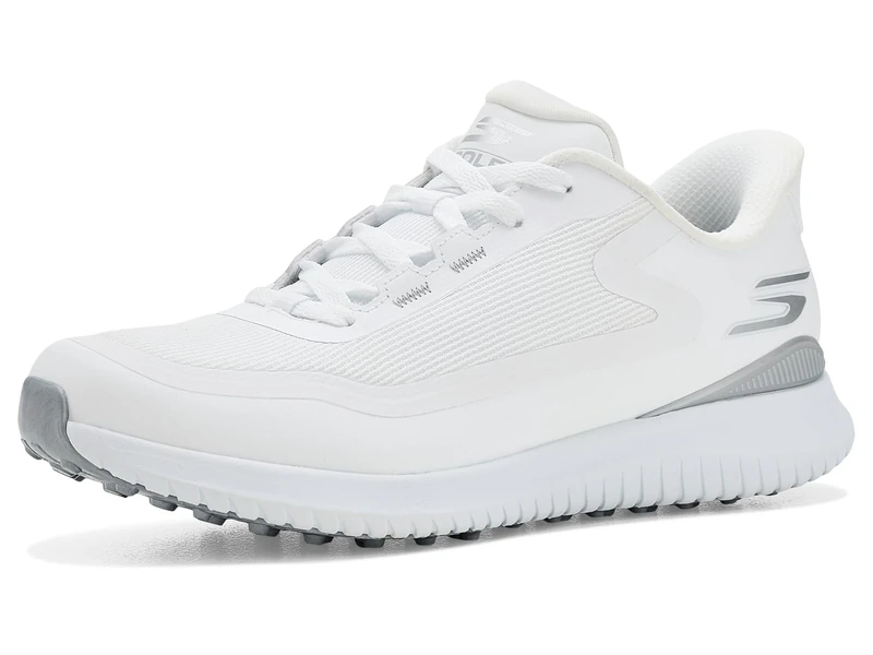 Skechers Women's Flight Slip-in Spikeless Golf Shoes, White Silver, 8.5
