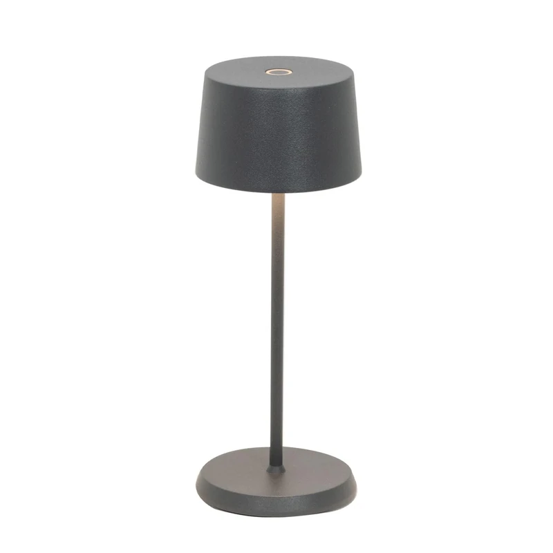 Zafferano, Olivia Micro Lamp, Cordless Rechargeable Table Lamp with Touch Control, for Indoor and Outdoor Use, Dimmer, 2200-3000 K, Height 20 cm, Colour Dark Grey
