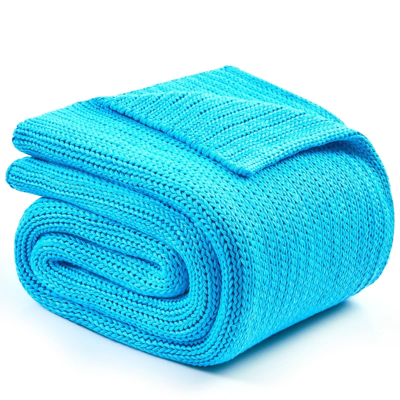 L'AGRATY Knitted Weighted Blanket - 60"x80" 15lbs Cooling Chunky Knit Heavy Blanket for Adults Braided Crochet Throw Thick Cable Yarn Knit Decorative No Beads Evenly Weighted Machine Washable