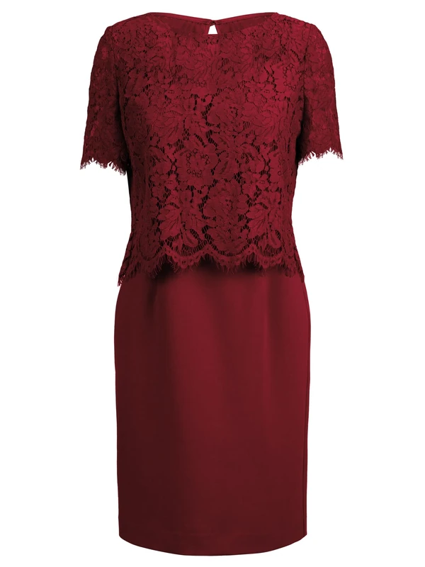 ApartFashion Women's Apart Sheath Dress with Lace Jacket Prom, Bordeaux, 16