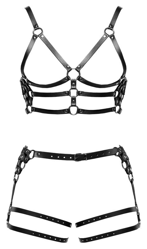 Zado Men's Leather Harness Set Black M/L