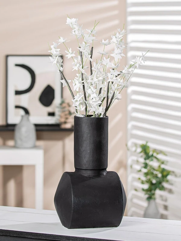 Casablanca Modern Decorative Vase - Vase for Pampas Grass Decoration Living Room - Gift Birthday Gift - Colour: Anthracite Dark Grey Height 30 cm