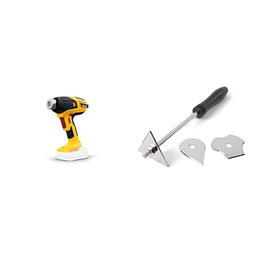 WAGNER Battery-Operated Heat Gun Furno 550, incl. Reflector and Wide-Jet Nozzle + WAGNER Paint Scraper kit incl. 3 Blades for FURNO Heat Guns