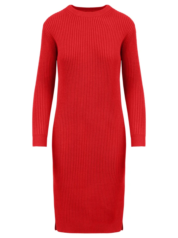 ApartFashion Women's Apart Knit Dress Casual, red, 18
