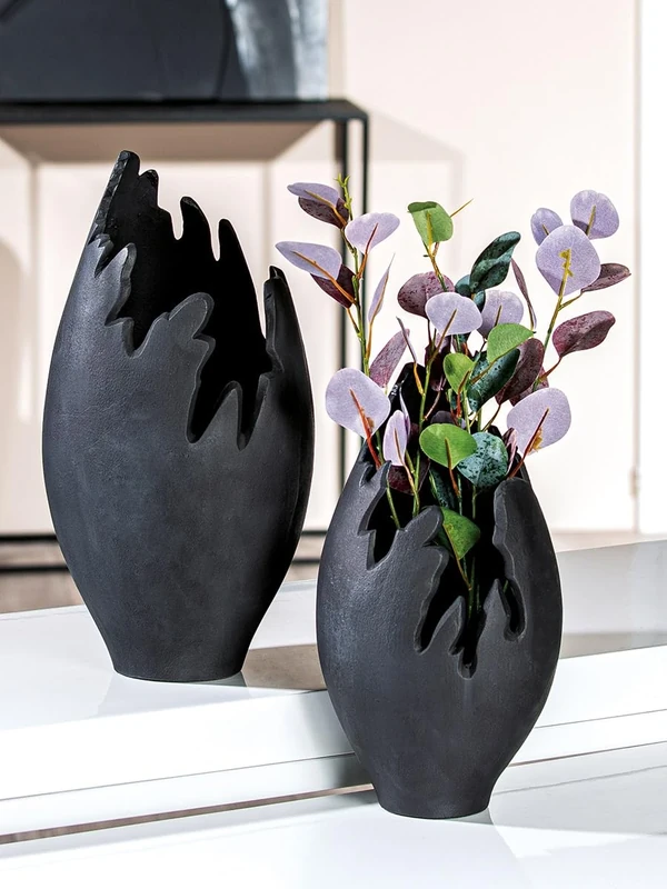 Casablanca Modern Decorative Vase Aluminium Vase Modern Decoration Living Room Gift Birthday Gift Colour: Anthracite Height 39 cm