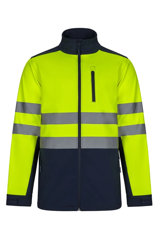 VELILLA 106004, Soft Shell Bicolour Jacket, Navy Blue and Fluorescent Yellow, XXL
