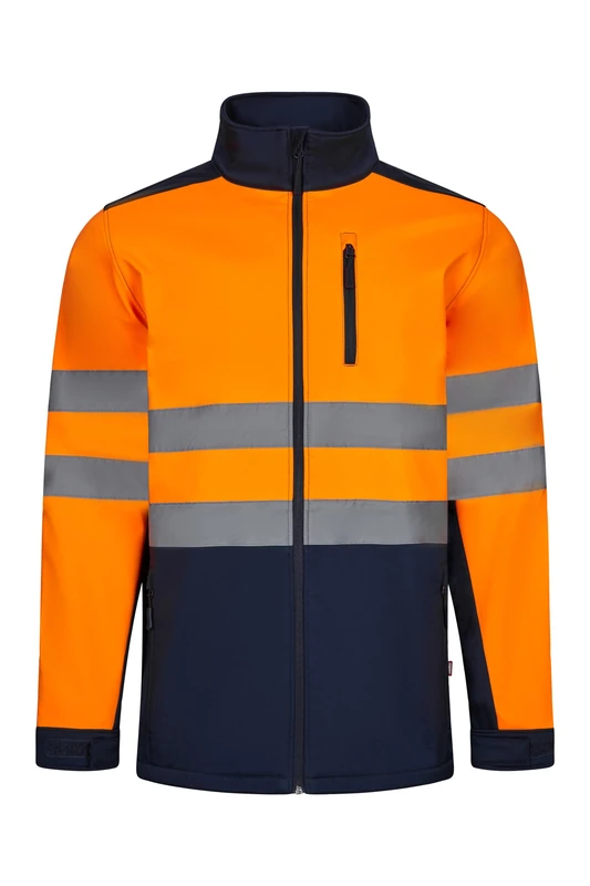 VELILLA 106004, Soft Shell Bicolour Jacket, Navy Blue and Fluorescent Orange, S