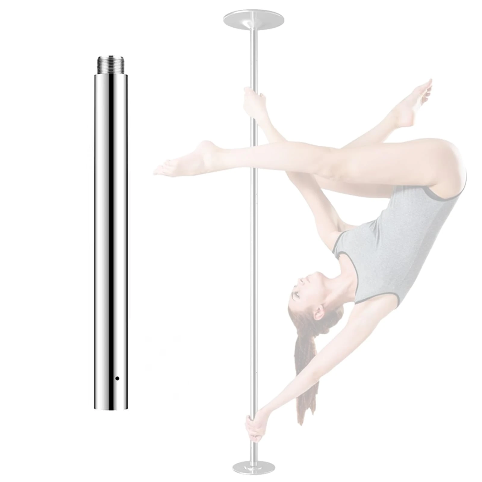 45mm Portable Professional Upgrade Spinning/Static Dance Pole for Men and Women - Home Pole Dancing with Optional Extensions - 12.5/25/50/100cm