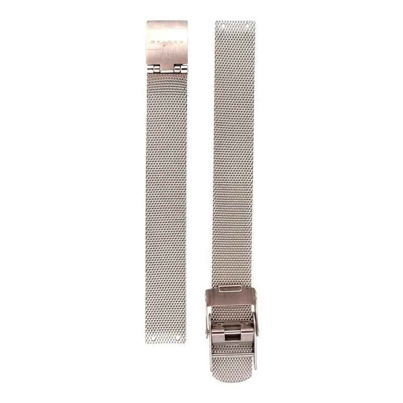 Skagen Watch straps for women, 12 mm, silver stainless steel, original replacement strap for 456SSS, silver, Strap.