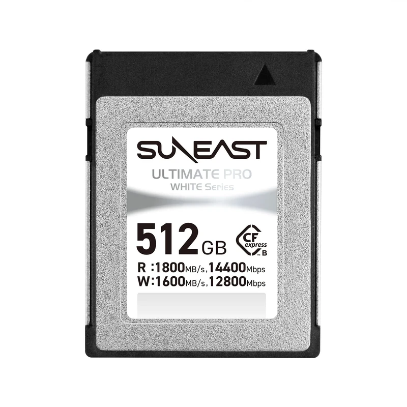 SUNEAST (Japan) ULTIMATE PRO WHITE Series 512GB Cfexpress Type B Memory Card Read: 1800MB/s Write: 1600MB/s with TLC NAND