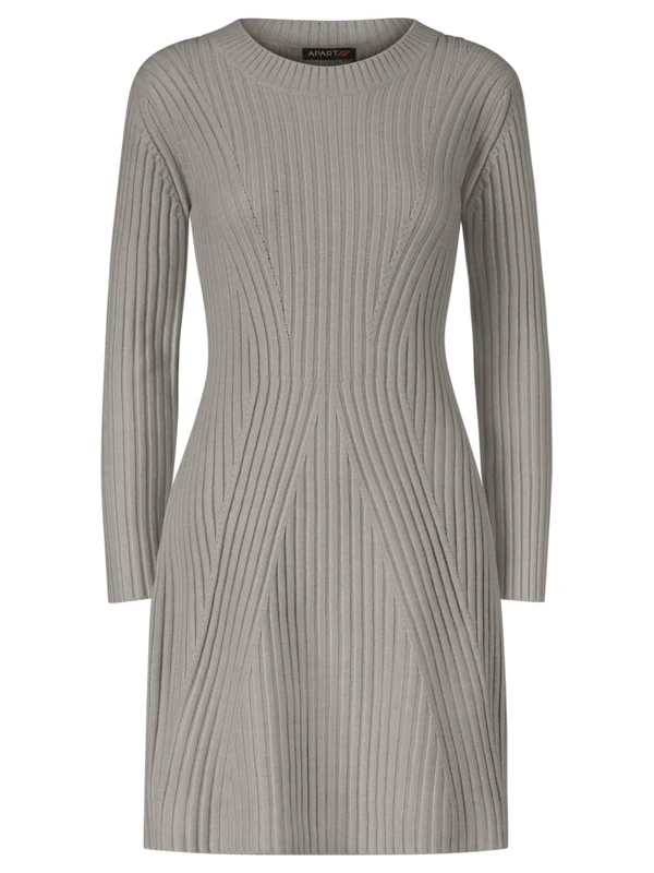 ApartFashion Women's Apart Knit Dress Casual, Grey Mixed, 12