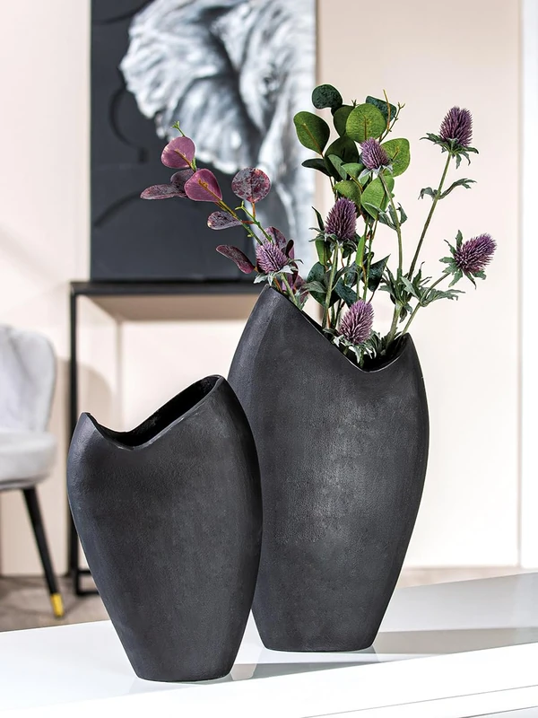 Casablanca Modern Decorative Vase Aluminium Vase Modern Decoration Living Room Gift Birthday Gift Colour: Anthracite Height 33 cm