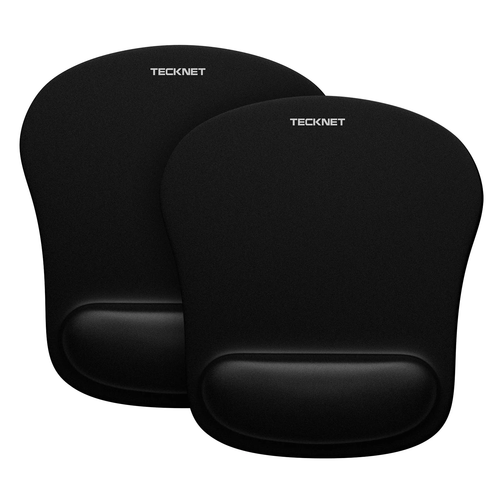 TECKNET Mouse Mat Wrist Support, 2 Pack Ergonomic Mouse Mat with Memory Foam, Mice Pad with Anti-Slip Rubber Base, Waterproof Surface Mouse Pad for Computer, Laptop, Office, Home and Travel, Black