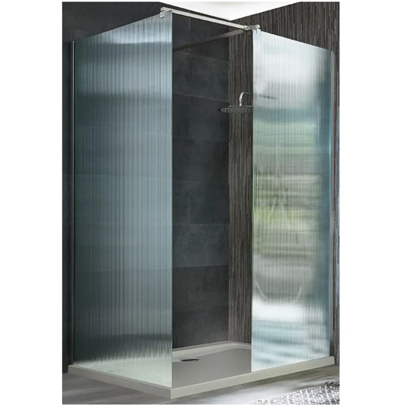 Milano Florence Chrome Corner Fluted Glass Shower Enclosure White Tray - 1400mm x 900mm