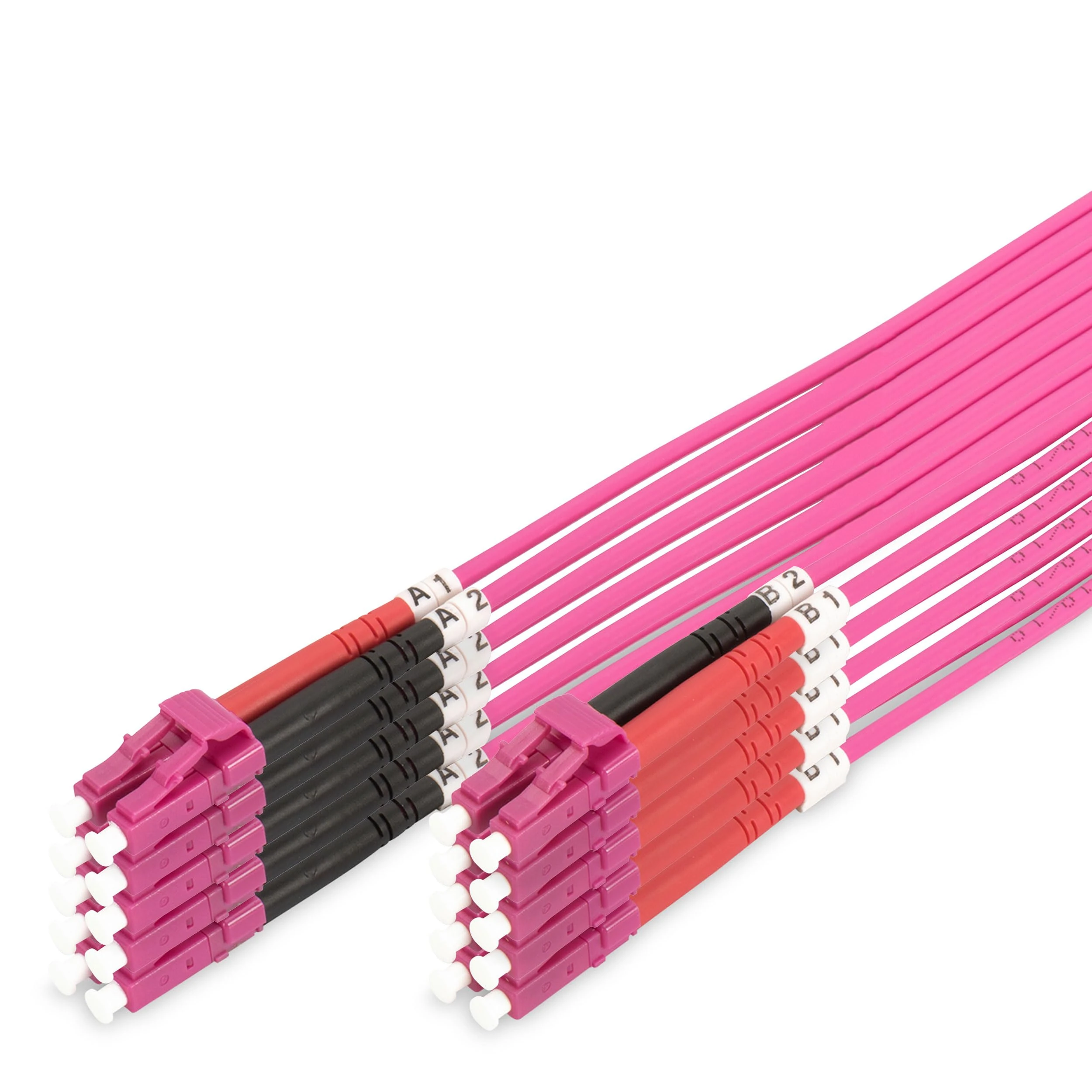 DIGITUS DK-2533-02-4 - OM4 Fibre Optic Cable - Pack of 5 - 2m LC to LC Duplex - 1/10/40/100Gbps - MM Multimode LAN Cable - Fiber Type: 50/125µ - Purple