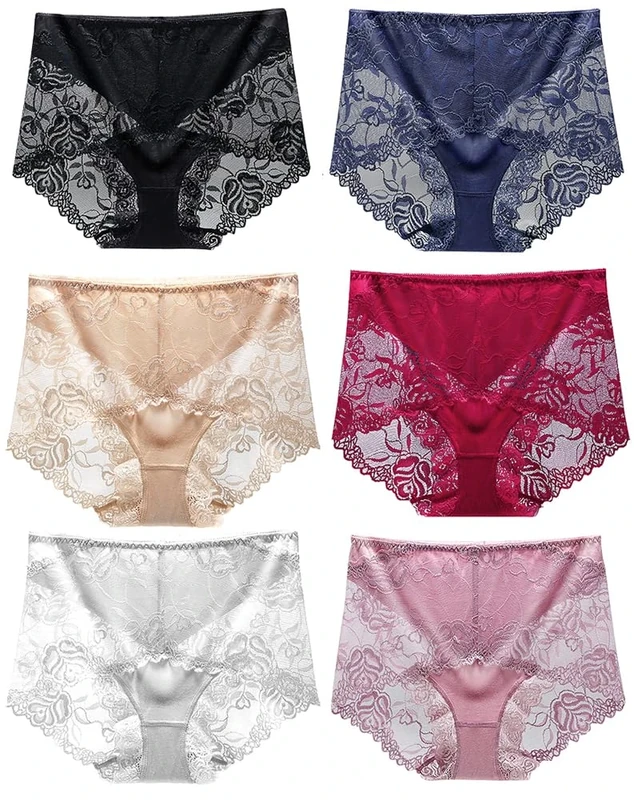 BLKDOTS Womens Underwear Sexy Lace Panties Seamless Briefs for women, 6Pack