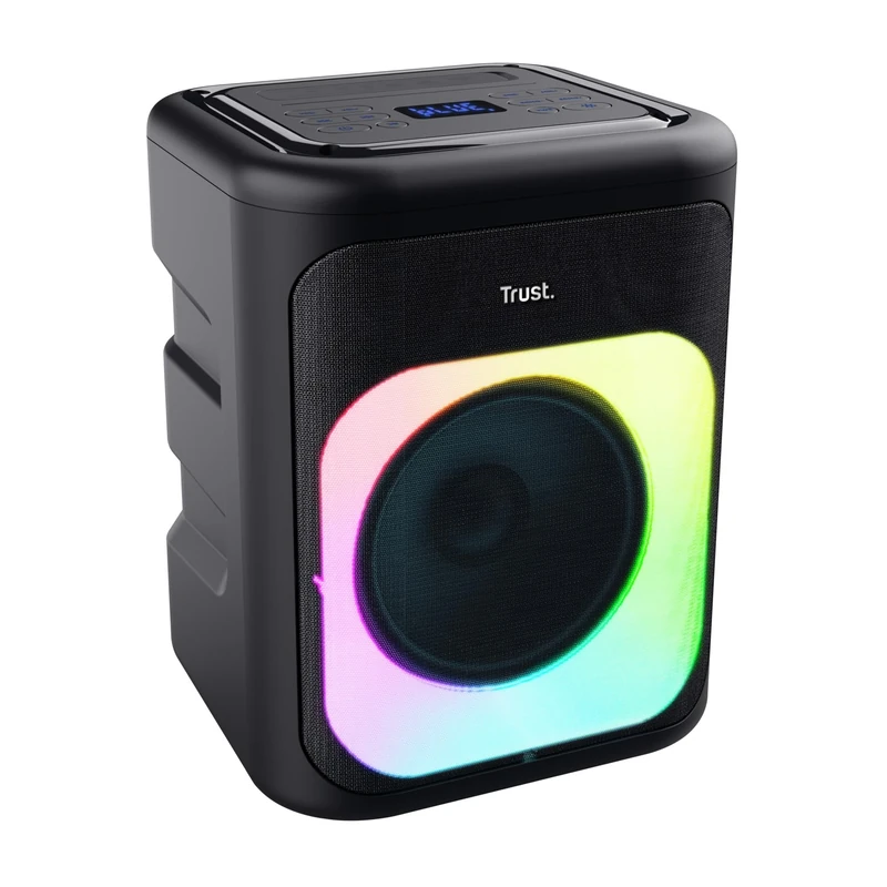 Trust Azura Party Speaker Bluetooth Speaker Wireless 100W, LED RGB Outdoor Portable Speaker, IPX4 Weather Resistant, Rechargeable Battery 11hr Playtime, 2 Microphone Inputs for Karaoke - Black - Image 1