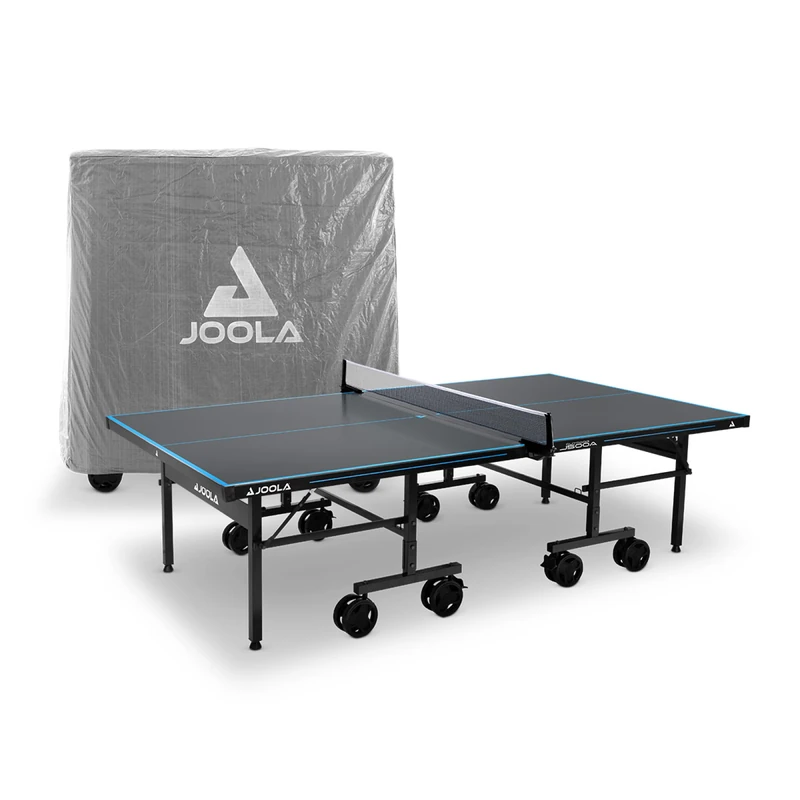 JOOLA Table Tennis Table Outdoor Aluminium Pro Weatherproof with Table Cover, Folding Base Frame - Quick Assembly - Includes Net Grey/Blue 274 x 152.5 x 76 cm