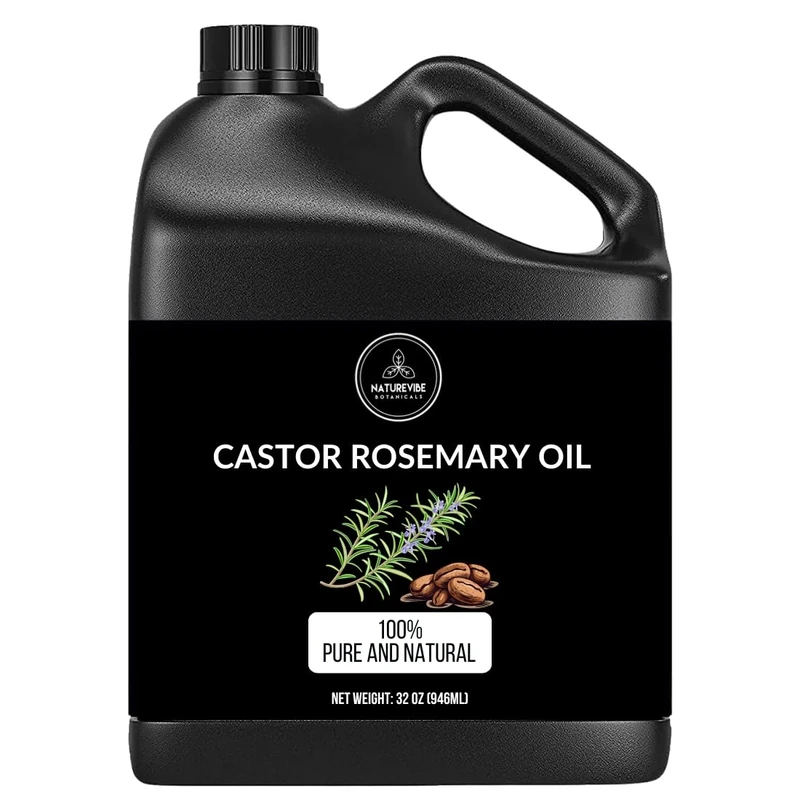 Naturevibe Botanicals Castor Oil with Rosemary Oil 946ml | 100% Pure and Natural | Great for Skin Care and Hair Care