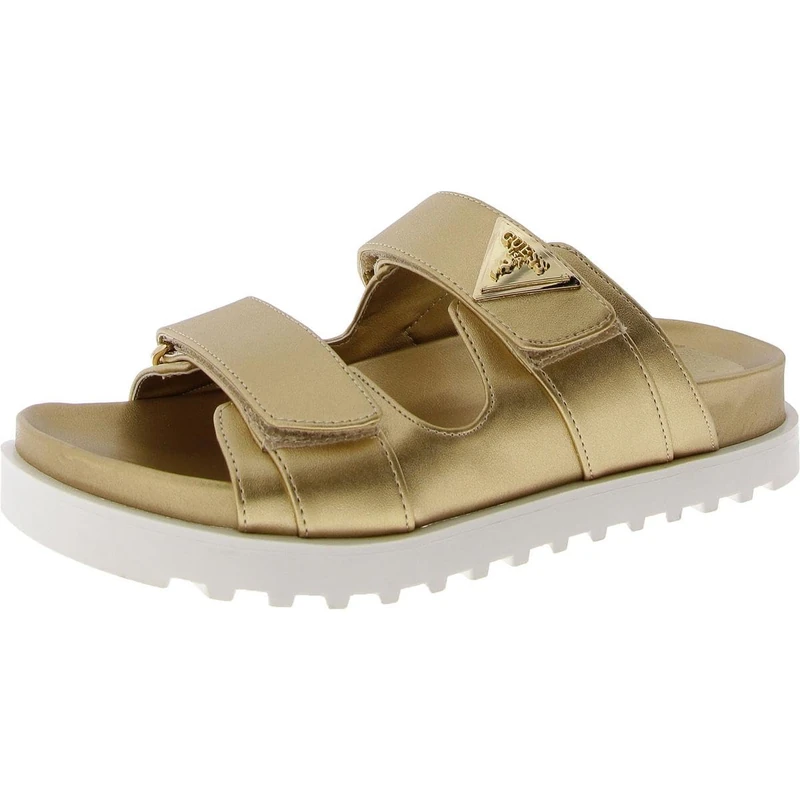 GUESS Women's Gwfabula Flat Sandal, Gold, 3.5 UK
