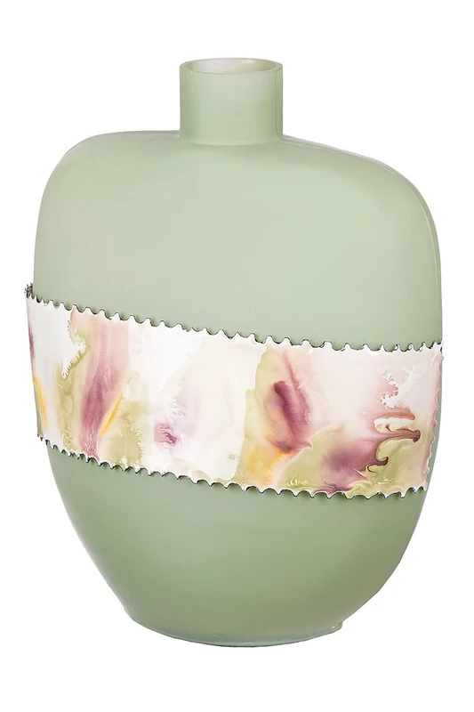 GILDE Decorative Vase Bulbous Glass Flower Vase Table Vase Decorative Living Room – Colour: Matte Green Height 26 cm