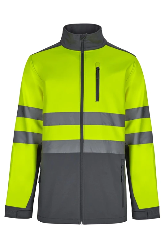 VELILLA 106004, Soft Shell Bicolour Jacket, Grey and Fluorescent Yellow, XXL