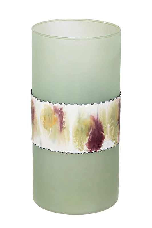 GILDE Decorative Cylinder Vase Made of Glass – Flower Vase Glass Vase Table Vase Decorative Living Room – Colour: Matte Green Height 25.5 cm