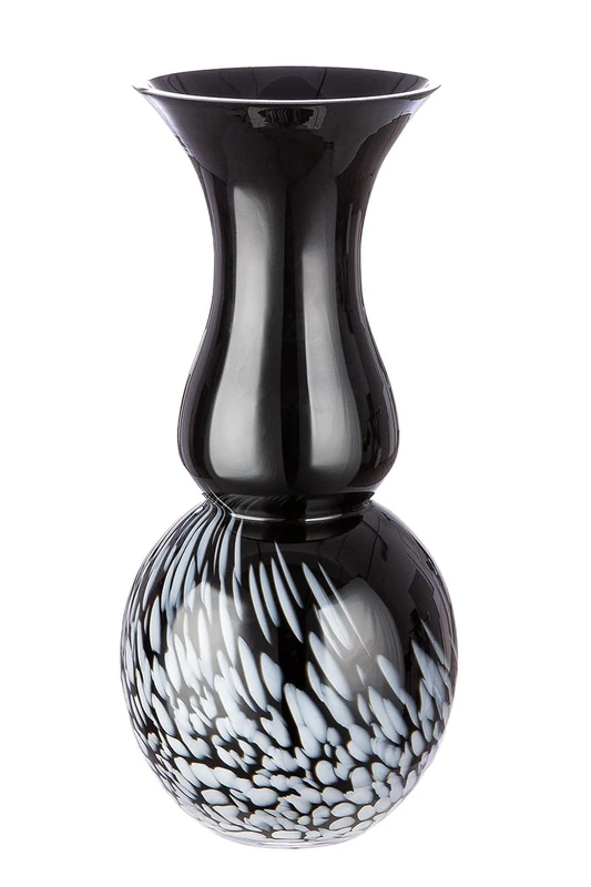 GILDE Decorative Trophy Vase Black White – Modern Decorative Glass Vase Flower Vase Handmade from Coloured Glass – Height 36.5 cm