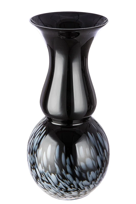 GILDE Decorative Trophy Vase Large Black White Modern Decorative Glass Vase Flower Vase Handmade from Coloured Glass Height 43 cm