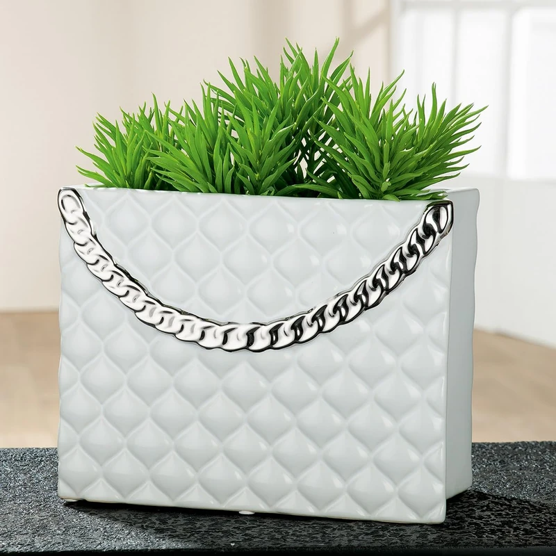 GILDE Decorative Vase White – Decorative Vase Bag Ceramic White – Decoration Gift Birthday Gift – Height 20 cm
