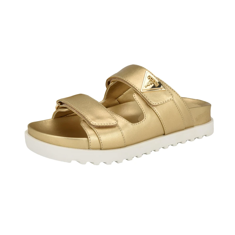 GUESS Women's Gwfabula Flat Sandal, Gold, 5.5 UK