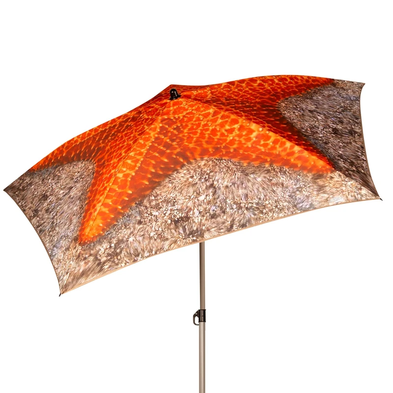 AKTIVE Starfish Beach Umbrella, 200 cm, Photorealistic, Steel Pole, Tilt and Adjustable Height, Polyester Fabric, UV40 Protection, Large Parasols, Carry Case with Handle - Image 1