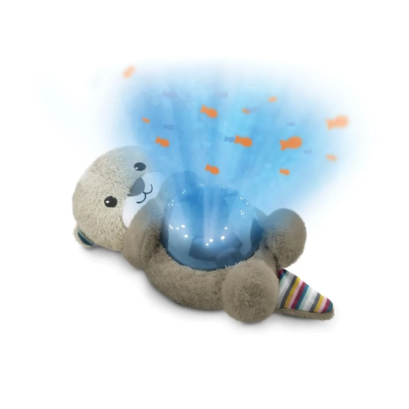 ZAZU Otto The Otter LED Night Light Projector Ocean Moving Fish Wave 5 Melodies 3 Stage Sleep Program Sound Detection Battery Operated