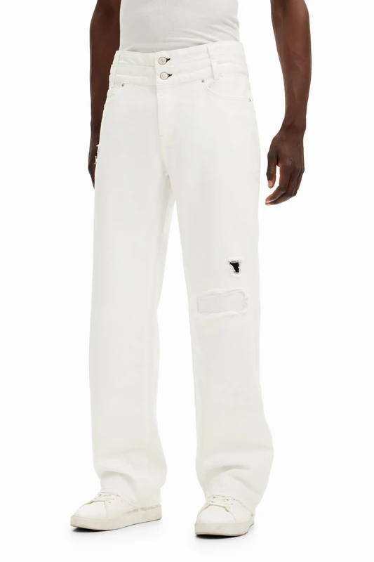 Desigual Men's Man Denim Long Trouser Pants, White, 38