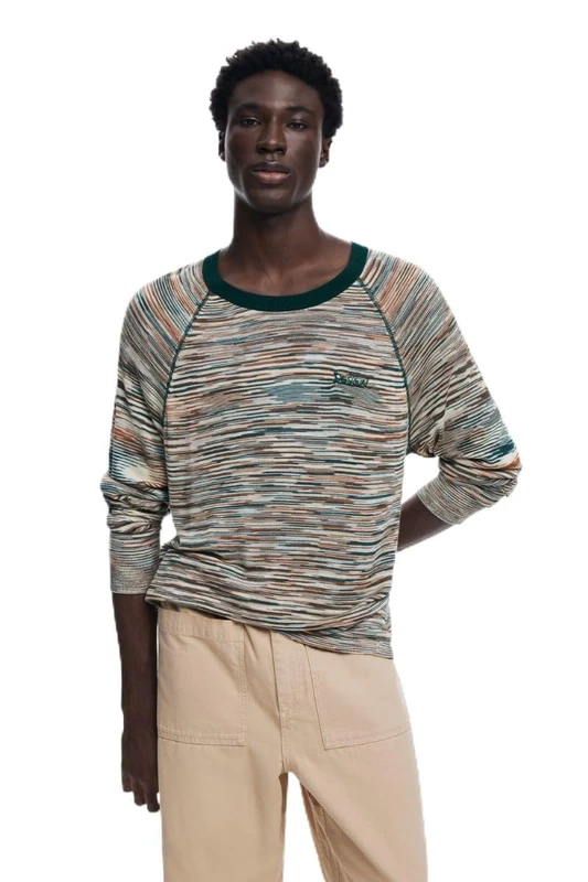 Desigual Men's Knit Long Sleeve T-Shirt, White, M