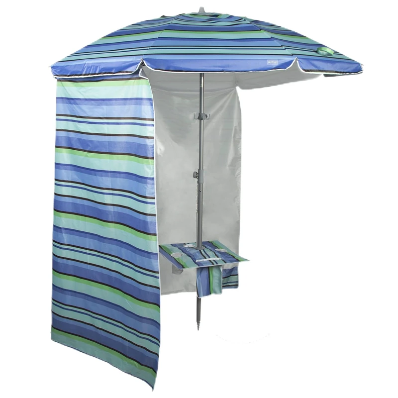 AKTIVE Beach Umbrella 210 cm, Removable Side Panel, Steel Pole, Tilting and Height Adjustable, Oxford Polyester Fabric, UV50 Protection, Large Parasols (62332), Dark Grey, Dark Grey, darkgray, Grande