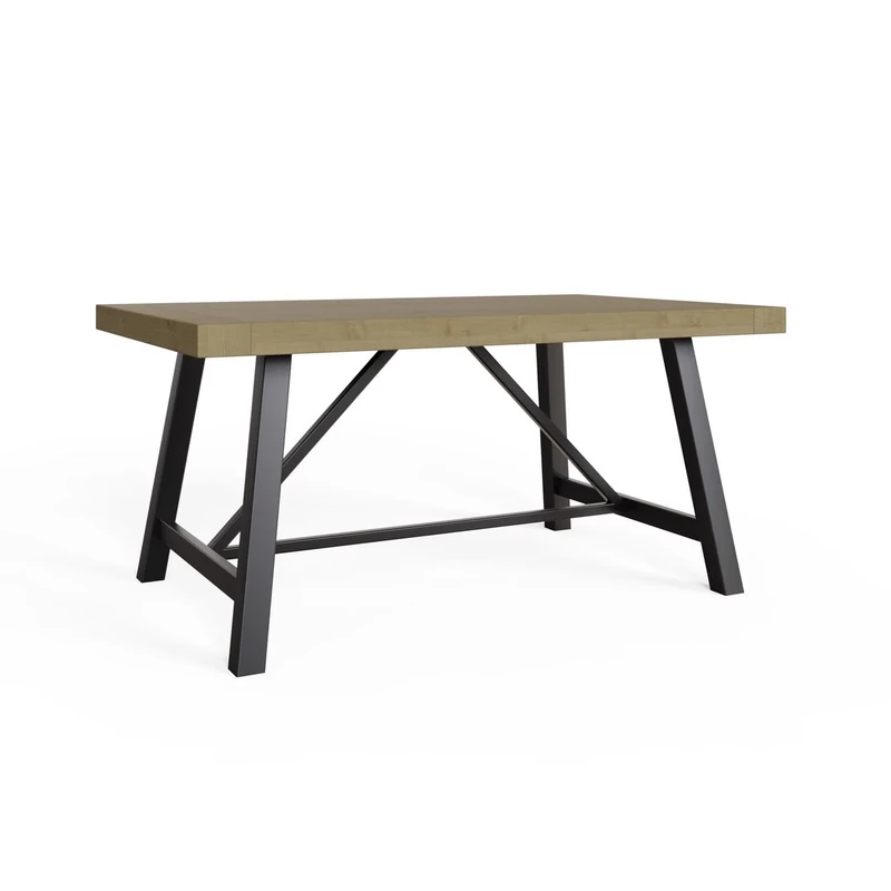 FWStyle Solid Pine and Metal Industrial Design Dining Table - 160cm long by 100cm wide