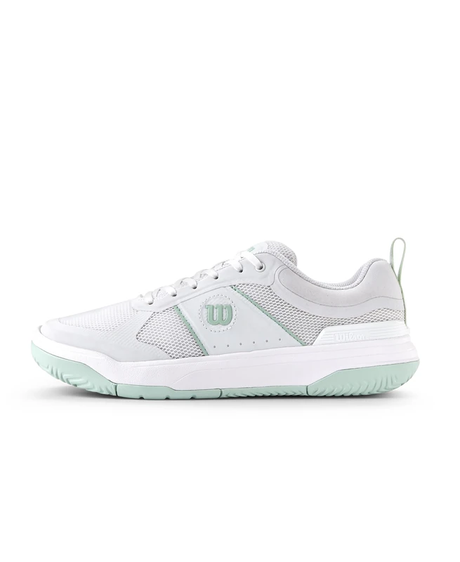 Wilson Pickle Pro W Women's Pickleball Shoes, Featuring a Snug Fit and Enhanced Design, Made from Breathable Mesh with a Gentle Collar and Firm Heel, Colour: White/Surf Spray, Size: 5