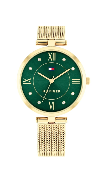 Tommy Hilfiger Analogue Quartz Watch for Women with Gold Colored Stainless Steel Mesh Bracelet - 1782711