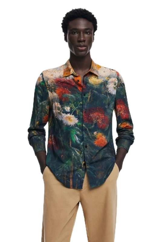 Desigual Men's Man Woven Shirt Long Sleeve T, red, L