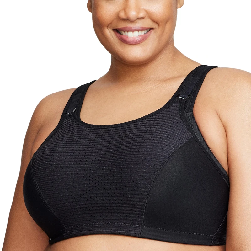 Glamorise Custom Control Sports Wirefree Bra 1166 (Women's & Women's Plus) Solid Black - Image 1