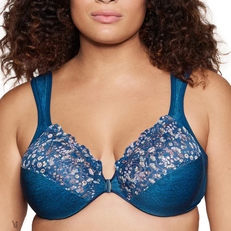 Glamorise Wonderwire Front-Closure Underwire Bra 1245 (Women's & Women's Plus) Dark Denim - Image 1