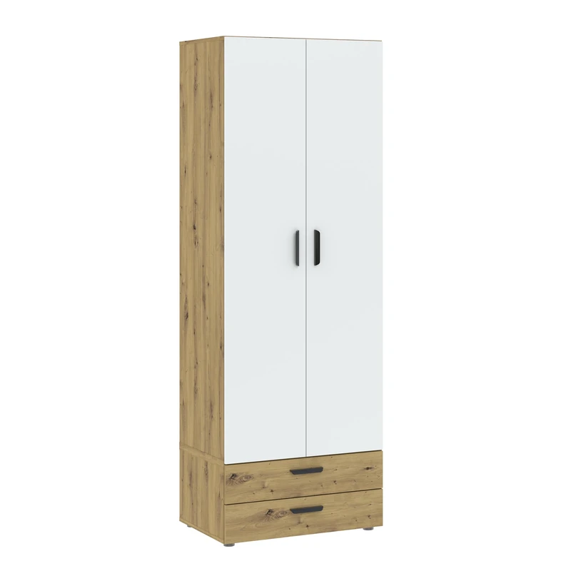 Oggi Italo Sonoma Oak Wardrobe with 3 Doors, 5 Shelves, Clothes Rail, Timeless Style, 47.9 kg, Assembly Required