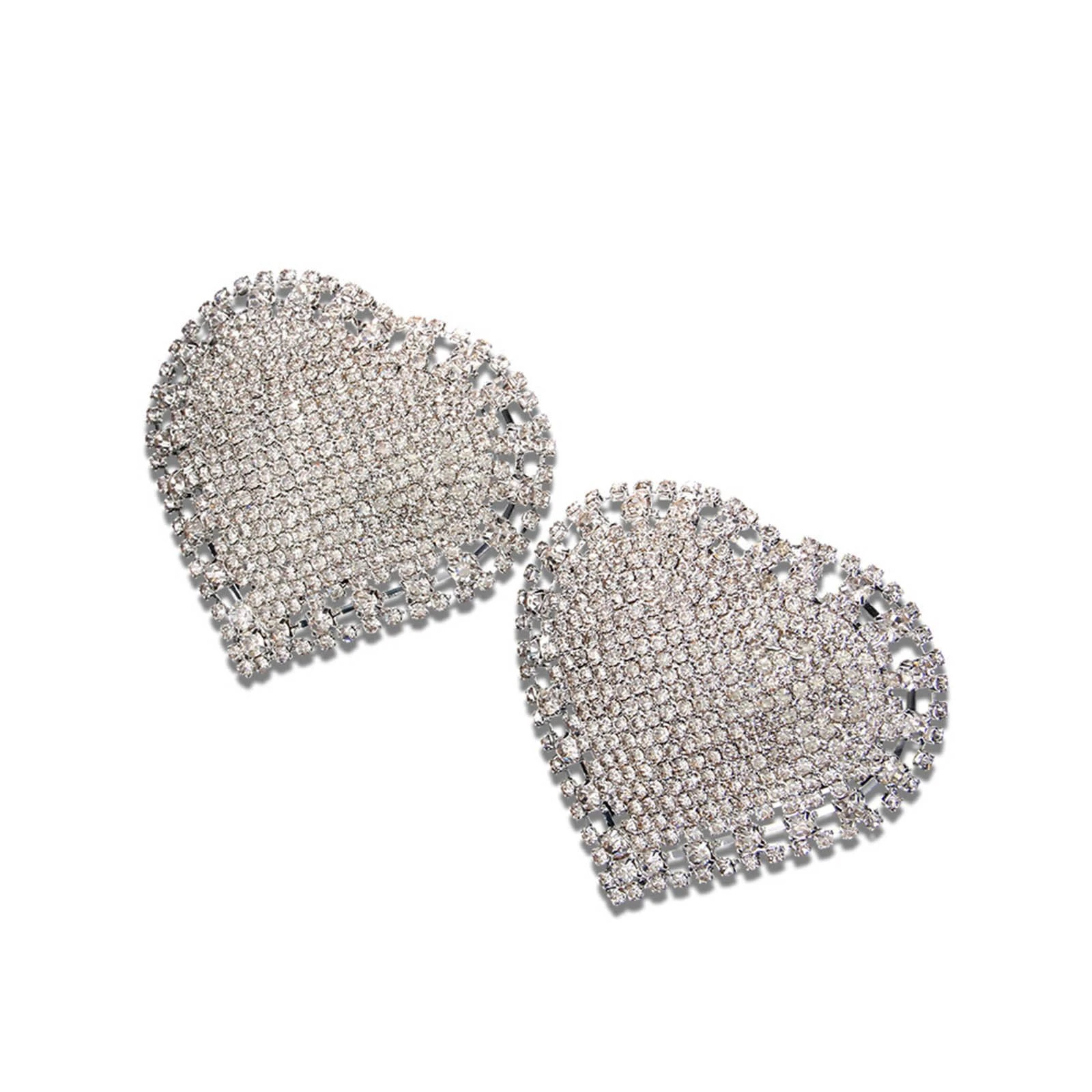 CHICTRY Sparkly Rhinestone Nipple Covers Shiny Tassels Nipple Pasties Chest Stickers Adhesive Pasties Fancy Body Jewelry Type D Silver One Size