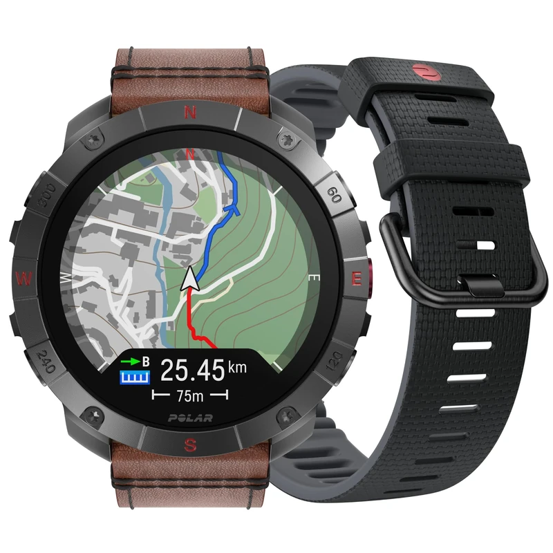 Polar Grit X2 Pro Titan Ultra Premium GPS Smart Sports Watch – Ultimate Outdoor Adventure Watch with Rugged Titanium Design, Advanced Navigation, with an Additional Leather Wristband